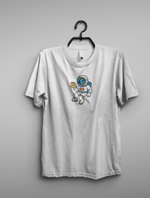 Astronaut's Cosmic Coffee Break Half-Sleeve T-Shirt